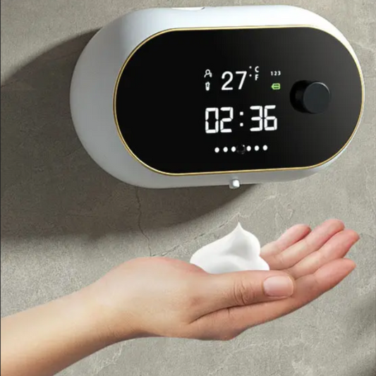 Distributeur de savon liquide automatique - Technologie intelligente - Affichage de l'heure et de la température
