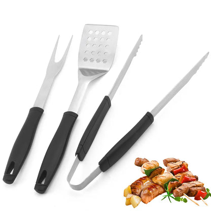 Ustensiles barbecue / pince , fourchette & spatule en acier inoxydable