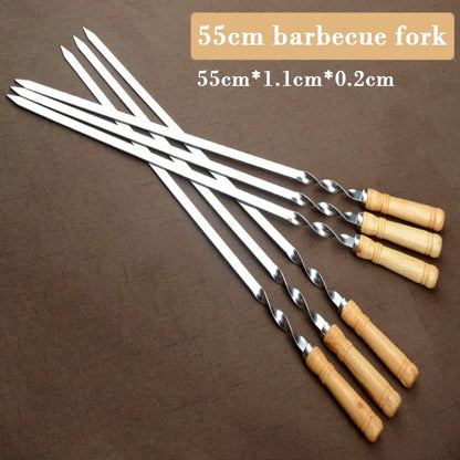 Brochettes Plates pour barbecue , poignée en bois 55cm