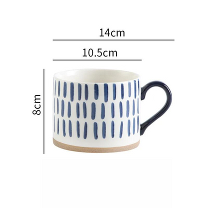 Tasse à café en céramique avec motifs de couleur bleu 450ml