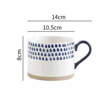 Tasse à café en céramique avec motifs de couleur bleu 450ml