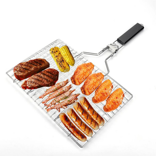 Grille anti corrosion pour barbecue avec manche