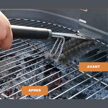 Brosse nettoyante pour grille barbecue , grattoir avec poignée