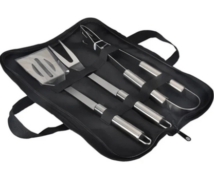 Ustensiles barbecue / pince , fourchette & spatule en acier inoxydable